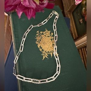 Sterling silver flat paperclip chain necklace